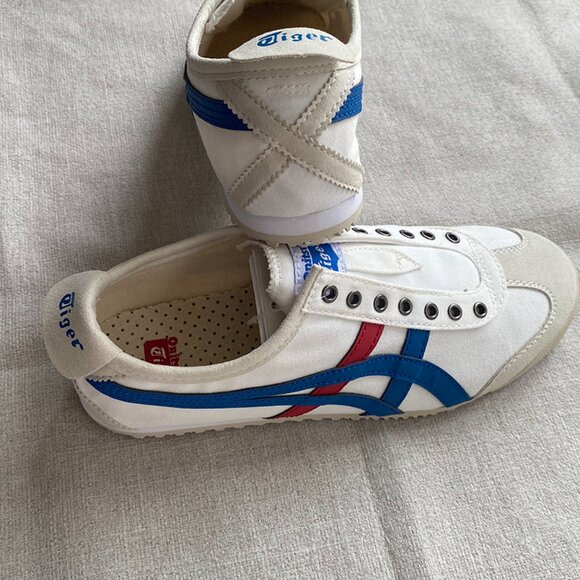 Onitsuka Tiger White Sneakers With Blue And Red Stripes - Picture 7 of 7